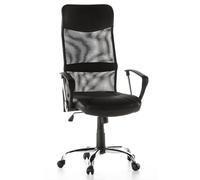 hjh OFFICE 668010 Fauteuil de Bureau ARTON 20 Similicuir Noir Home-Office Chaise pivotante avec Dossier résille