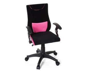 hjh OFFICE 670450 Chaise de Bureau pour Enfants KIDDY Pro AL Tissu Noir/Rose Chaise de Bureau Ergonomique pour Enfants, réglable en Hauteur