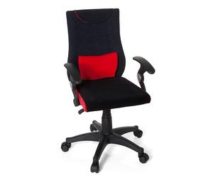 hjh OFFICE 670460 Chaise de Bureau Enfant/Adolescent KIDDY Pro AL Tissu Noir/Rouge, avec accoudoirs