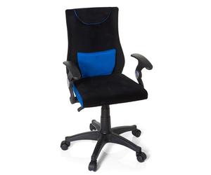 hjh OFFICE 670470 Chaise de Bureau Enfant/Adolescent KIDDY Pro AL Tissu Noir/Bleu, avec accoudoirs