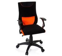 hjh OFFICE 670480 Chaise de Bureau Enfant/Adolescent KIDDY Pro AL Tissu Noir/Orange, avec accoudoirs