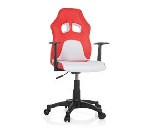 hjh OFFICE 670760 Chaise pivotante pour Enfants et Adolescents Teen Game AL Cuir synthétique Rouge/Blanc Chaise pivotante avec accoudoirs, évolutive