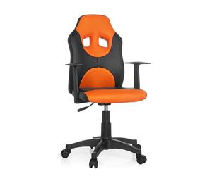 hjh OFFICE 670810 Chaise de Bureau pivotante pour Enfants Kid Game AL Cuir synthétique Noir/Orange Chaise de Bureau réglable en Hauteur avec accoudoirs