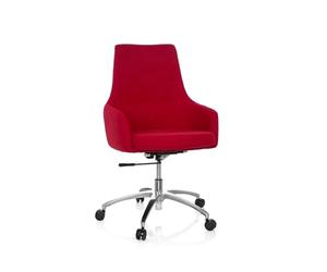 hjh OFFICE 670923 Fauteuil pivotant Design Shake 100 Tissu Rouge Fauteuil de Bureau pivotant réglable en Hauteur avec roulettes, Coussins Inclus