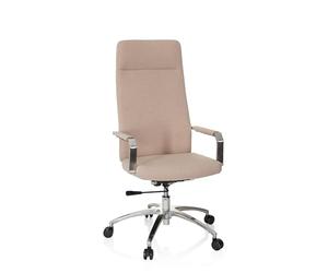 hjh OFFICE 670976 Fauteuil de Bureau SARANTO Plus I Tissu Beige Chaise de Bureau Moderne avec Haut Dossier