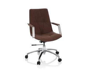 hjh OFFICE 670983 Siège de Bureau SARANTO II Tissu, Fauteuil pivotant, Chaise, Brun Moyen