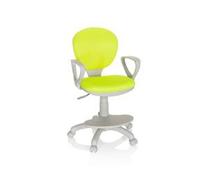hjh OFFICE 671011 Chaise de Bureau pour Enfant Kid Colour G1 Fauteuil pivotant avec Repose-Pieds et Assise réglable en Hauteur, Ergonomique, Tissu Vert/Gris