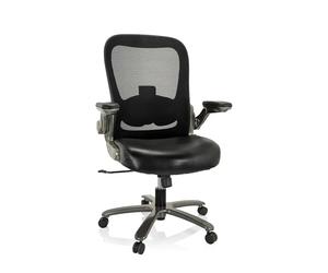 hjh OFFICE 691000 Chaise pivotante Instructor T I Chaise de Bureau pouvant Supporter jusqu'à 220 kg, Chaise de Bureau Lourde, Similicuir/Maille, Noir/Titane