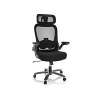 hjh OFFICE 691003 Chaise pivotante XXL Instructor T I Pro Tissu/Maille Noir/Titane Chaise supportant Le Poids jusqu'à 220 kg, Chaise de Bureau Lourde