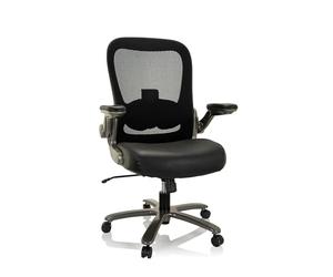 hjh OFFICE 691008 Chaise pivotante Instructor XXL T I Cuir/Filet Chaise de Bureau XXL pouvant Supporter jusqu'à 220 kg, Noir