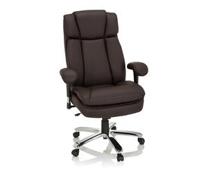 hjh OFFICE 691011 Fauteuil De Bureau Builder XXL I Similicuir, Chaise pivotant réglable en Hauteur, Dossier Haut et Appui tête, Marron