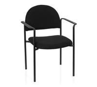 hjh OFFICE 704330 XT 700 Chaise de conférence empilable à quatre pieds rembourrée avec accoudoirs Noir