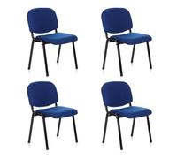 hjh OFFICE 704510 Lot de 4 chaises visiteurs XT 600 Revêtement Tissu Bleu Chaise de conférence rembourrée, empilable