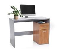 hjh OFFICE 705111 Bureau d'ordinateur avec tiroir et Porte 105 x 50 x 75 cm Basix Gris/hêtre Table d'ordinateur Peu encombrante en Bois 75 x 105 x 50 cm