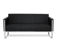 Divan lounge ARUBA cadre argentin similicuir 3 places noir hjh OFFICE Noir