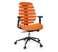 hjh OFFICE 714520 Chaise de Bureau Ergonomique Ergo Line II Fauteuil de Bureau avec Dossier Haut, revêtement en Tissu, Orange