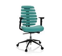 hjh OFFICE 714521 Chaise de Bureau Ergonomique Ergo Line II Fauteuil de Bureau avec Dossier Haut, revêtement en Tissu, Turquoise