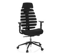 hjh OFFICE 714540 Chaise de Bureau Ergonomique Ergo Line II Pro Tissu Noir avec Soutien Lombaire & Appui-tête
