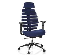 hjh OFFICE 714550 Chaise de Bureau Ergonomique Ergo Line II Pro Tissu Bleu avec Soutien Lombaire & Appui-tête