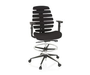 hjh OFFICE 714600 Ergo Line II Work Chaise de Travail avec Anneau de Pied réglable en Hauteur Noir