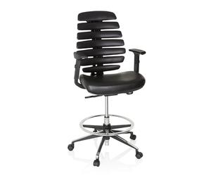 hjh OFFICE 714602 Ergo Line II Work Chaise de Travail en Cuir avec Repose-Pieds Hauteur réglable Noir