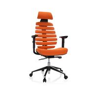 hjh OFFICE 714607 Chaise de Bureau Ergonomique Ergo Line II Pro Tissu Orange avec Soutien Lombaire & Appui-tête