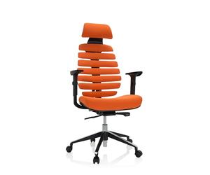 hjh OFFICE 714607 Chaise de Bureau Ergonomique Ergo Line II Pro Tissu Orange avec Soutien Lombaire & Appui-tête