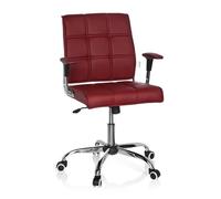 hjh OFFICE 719020 Chaise de Bureau, Chaise pivotante Ernesto Bordeaux au Design rétro, avec accoudoirs, Dossier Dossier matelassé, inclinable, piètement en Acier chromé, réglable en Hauteur