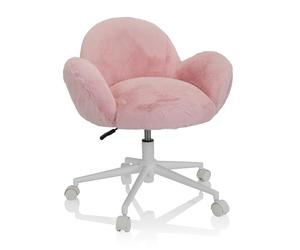 hjh OFFICE 719224 Chaise pivotante pour Enfants et Adolescents Kid Teddy avec Fourrure synthétique Duveteuse, Rose