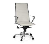 hjh OFFICE 720052 Fauteuil de Direction Professionnel PARIBA III Similicuir Blanc Chaise de Bureau Design, Ergonomique, Dossier Haut