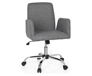 hjh OFFICE 723030 Chaise de Bureau, siège pivotant Flow Gris avec accoudoirs au Style scandinave, Moderne et Classique, revêtement en Tissu résistant, piètement croisé chromé, réglable en Hauteur