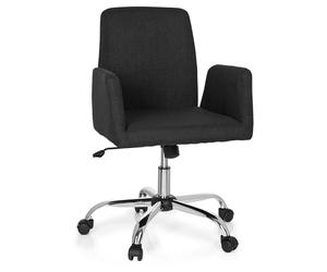 hjh OFFICE 723032 Chaise de Bureau, siège pivotant Flow Noir avec accoudoirs au Style scandinave, Moderne et Classique, revêtement en Tissu résistant, piètement croisé chromé, réglable en Hauteur