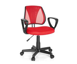 hjh OFFICE 725103 Chaise de Bureau pivotante pour Enfant KIDDY CD Dossier réglable en Hauteur, Tissu Maille Rouge