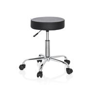hjh OFFICE 729410 Tabouret de Bureau Operator II Similicuir Noir Tabouret réglable en Hauteur avec roulettes