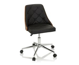 hjh OFFICE 729420 Siège de Bureau à Domicile CENCA Similicuir Noir, Chaise Fauteuil de Bureau avec Coque en Bois