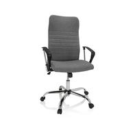 hjh OFFICE 729426 Chaise de Bureau à Domicile ARTON 40 Tissu, Fauteuil de Bureau à Haut Dossier, Chaise d'ordinateur Pivotant, Gris