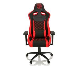 hjh OFFICE 734233 Chaise de Gaming GAMEBREAKER SX 04 Tissu/Cuir synthétique Noir/Rouge, Fauteuil de Bureau Pivotant, avec Coussin et Dossier inclinable