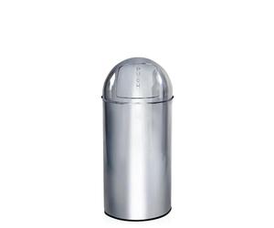 hjh OFFICE 741004 Petite poubelle PUSH chromée 35L Collecteur de déchets rétro avec trappe à poussoir