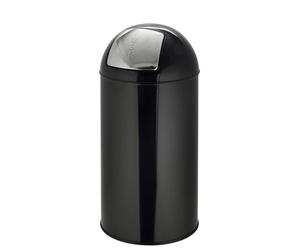 hjh OFFICE 741008 Poubelle XXL PUSH 50L noir Collecteur de déchets rétro avec clapet à poussoir