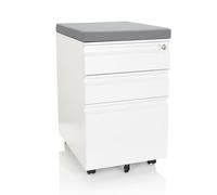 Conteneur roulant COLOR OS Acier blanc incl. coussin de siège gris hjh OFFICE Blanc/Gris