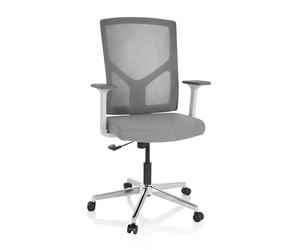 hjh OFFICE 751001 Breton Base W Fauteuil de Bureau pivotant Ergonomique avec roulettes et Dossier en Maille Gris Clair