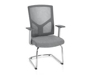 hjh OFFICE 751004 siège Visiteur avec accoudoirs Breton V W Tissu/Tissu Maille Gris piètement Luge, siège de conférence Ergonomique