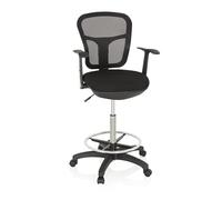 HJH Office - Tabouret de travail / chaise de comptoir TOP WORK 108 - tissu maille noir - Noir G