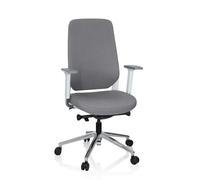 hjh OFFICE 790006 Chaise de Bureau Professionnelle Chiaro T4 Tissu Gris/Blanc Chaise pivotante Ergonomique, accoudoirs, Hauteur et Profondeur d'assise réglables