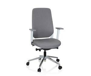 hjh OFFICE 790006 Chaise de Bureau Professionnelle Chiaro T4 Tissu Gris/Blanc Chaise pivotante Ergonomique, accoudoirs, Hauteur et Profondeur d'assise réglables
