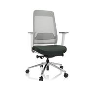 hjh OFFICE 790022 Chaise de Bureau Professionnelle Chiaro T2 Tissu Vert foncé/Gris Chaise pivotante Ergonomique, Hauteur et Profondeur d'assise réglables, Dossier résille