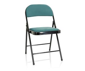 hjh OFFICE 803012 Chaise Pliante rembourrée TUDELA I Velours Turquoise Chaise Visiteur Pliante, Charge maximale 130kg