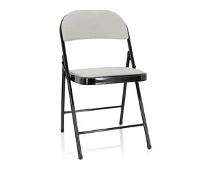 hjh OFFICE 803014 Chaise Pliante rembourrée TUDELA I Velours Blanc Chaise Visiteur Pliante, supporte jusqu'à 130kg