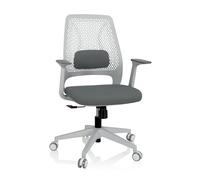 hjh OFFICE 810031 Chaise de Bureau PARFERIO W Chaise pivotante avec Appui-lordose réglable en Hauteur, Tissu Gris