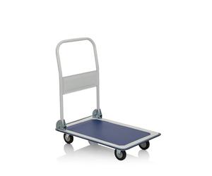 hjh OFFICE 830022 Carry Chariot de Transport Pliable en métal Bleu/Blanc 73 x 48 cm Charge maximale 150 kg
